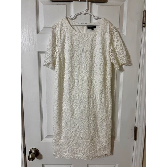 Johnston & Murphy white lace mini shirt style dress sz 8 - Picture 1 of 10